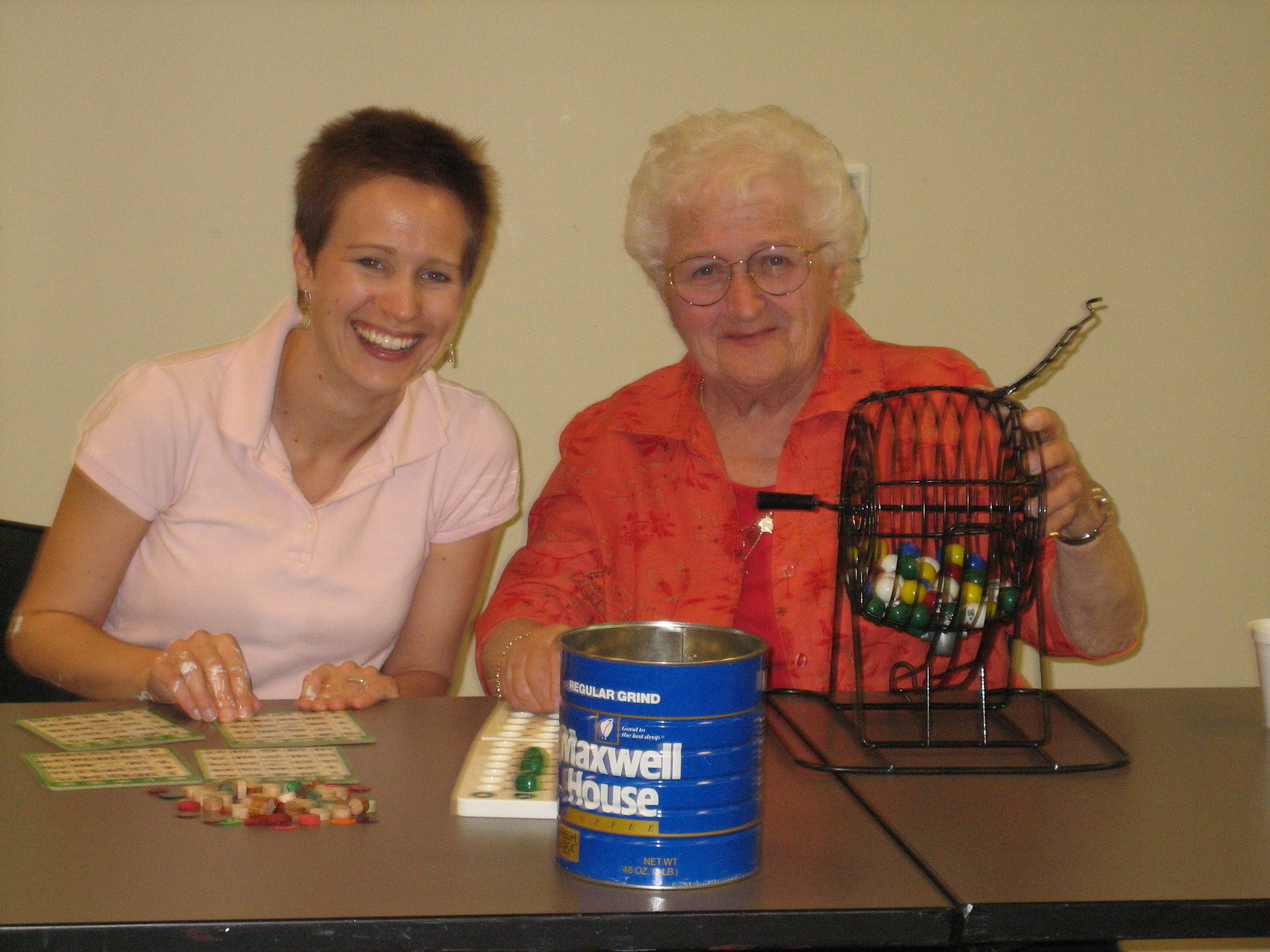 Kelly and Terri make a good team running the monthly bingo.